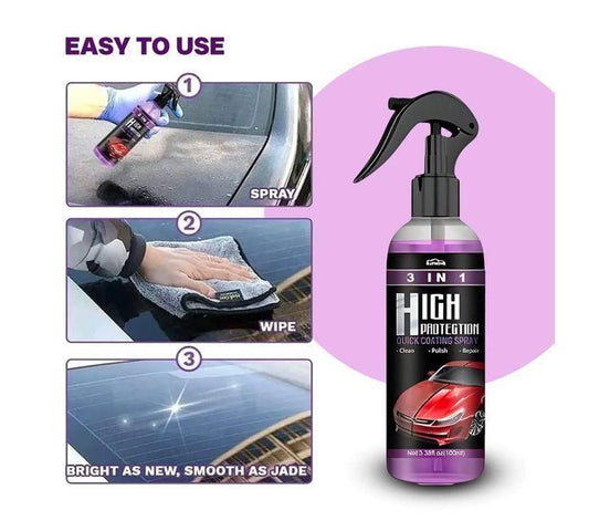 3 in 1 High Protection Quick Car Ceramic Coating Spray - Car Wax Polish Spray 200 ML (Pack of 3) - Moby Mart