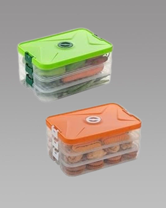 3 Layer Container With Removable Drain Plate & Lid Stackable - Moby Mart