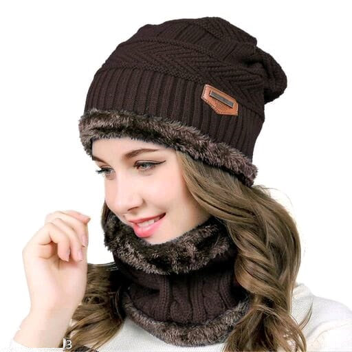 Unisex Winter Knit Beanie Cap Hat Neck Warmer Scarf