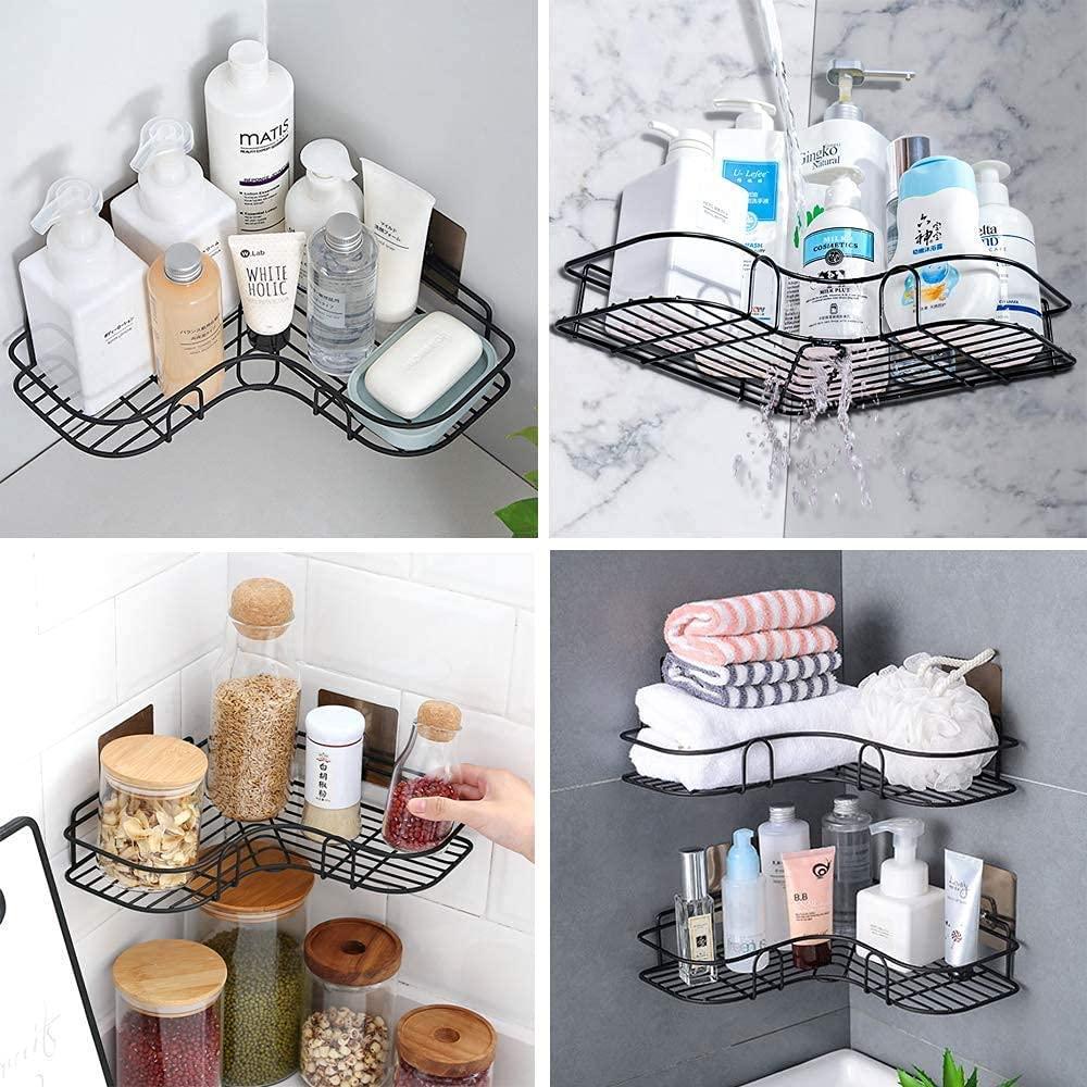 Metal Bathroom Corner Rack Storage Shelves - Moby Mart