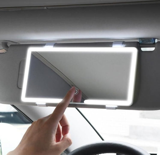 Rechargeable Car Makeup Mirror with LED Lights (Pack Of 1) - Moby Mart