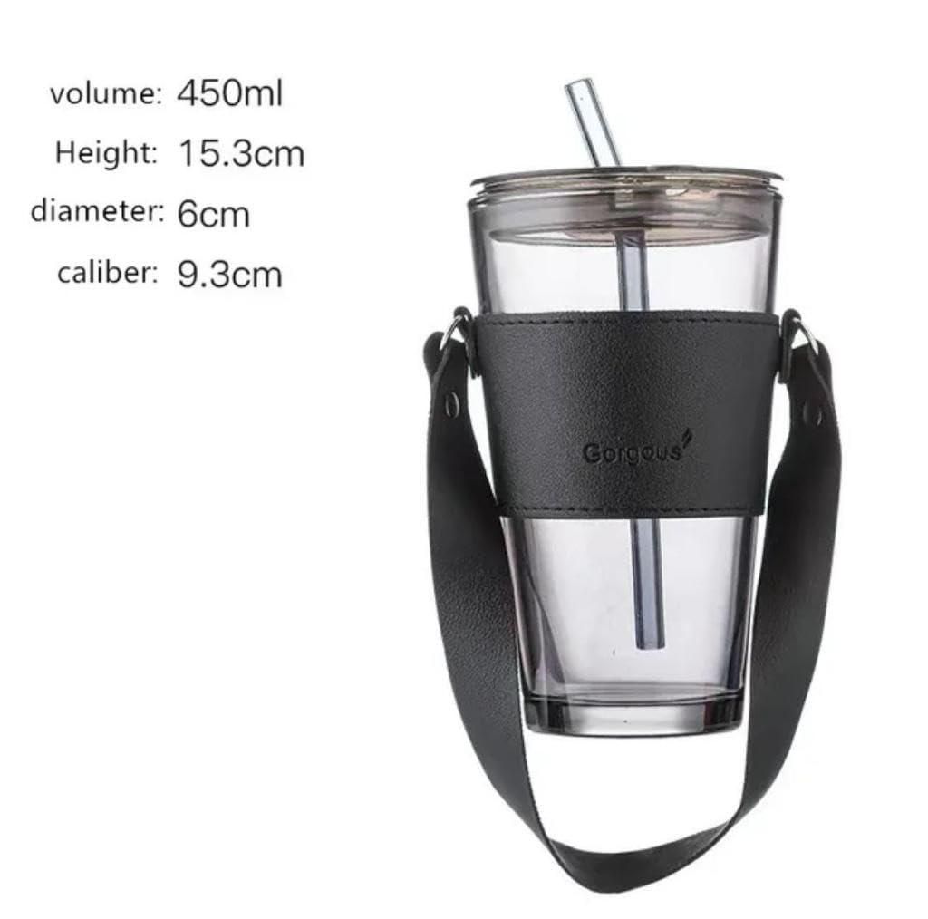 Glass Tumbler with Glass Straw and Lid - Moby Mart