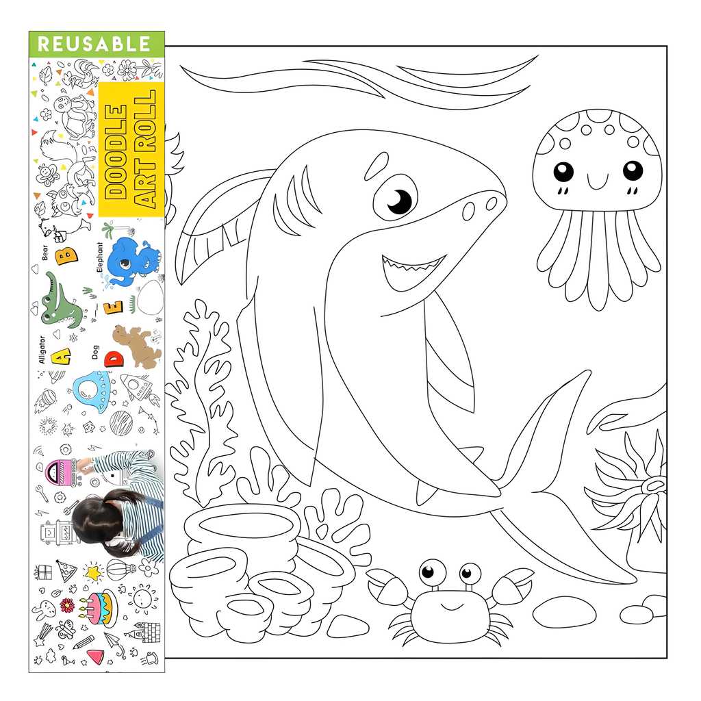 Reusable Doodle Art Roll - Underwater Theme (2 meters) - Moby Mart