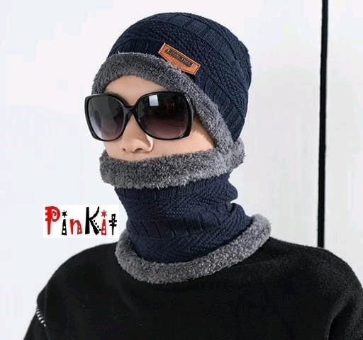 Unisex Winter Knit Beanie Cap Hat Neck Warmer Scarf