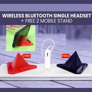 Wireless Bluetooth Single Headset With Free 2 Mobile Stands