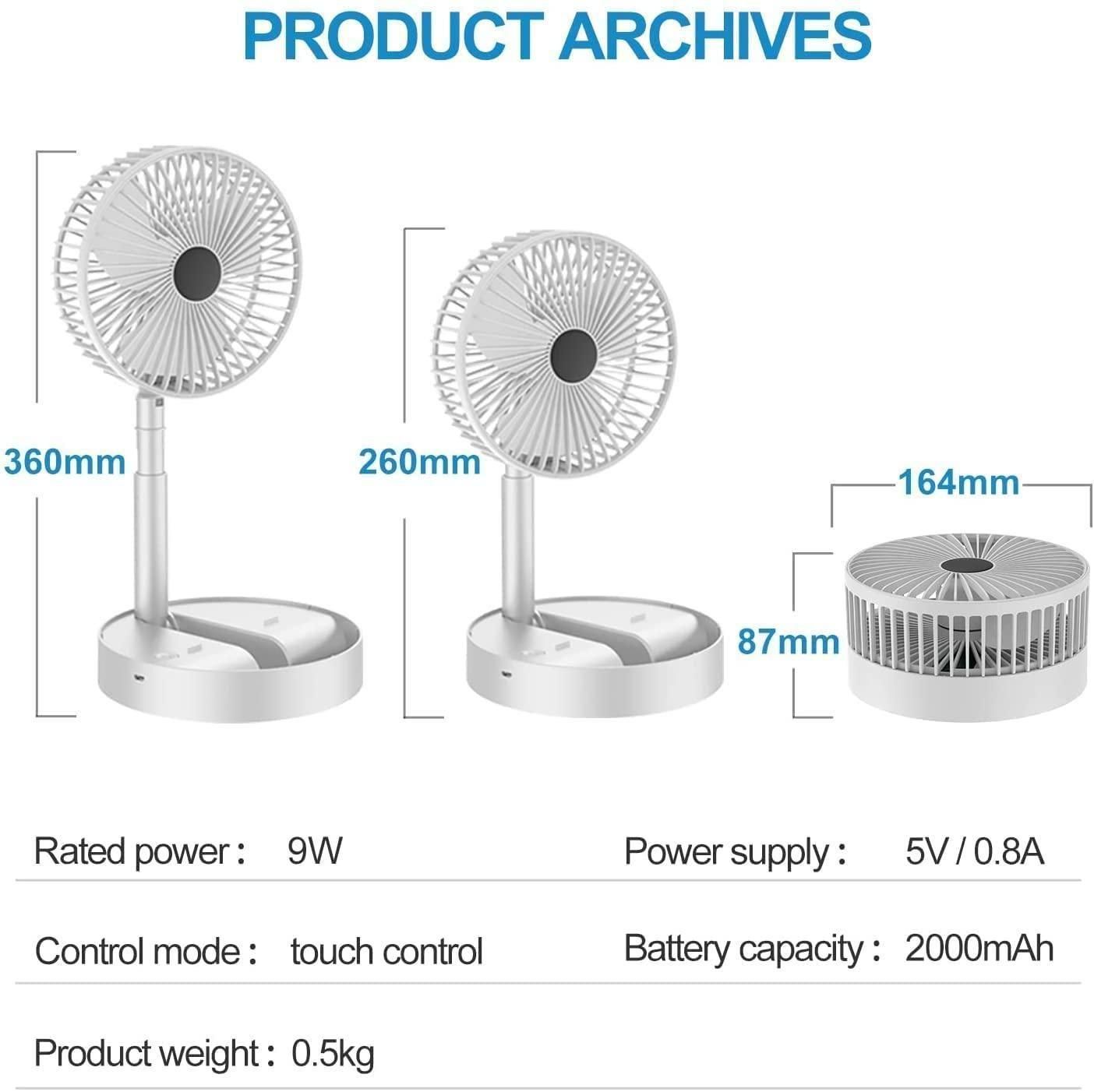 Powerful Rechargeable High Speed Table Desk Fan - Moby Mart