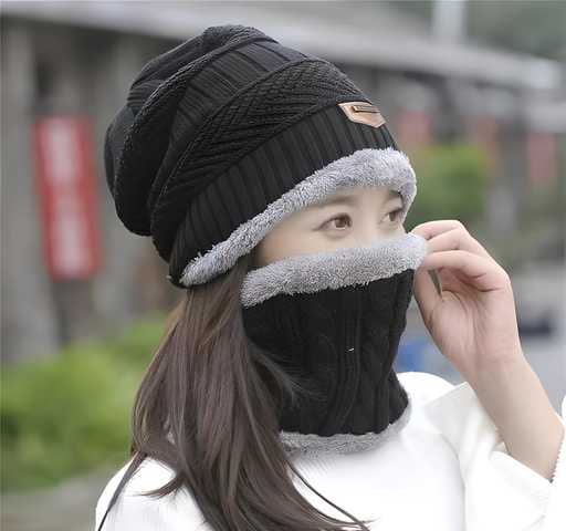 Unisex Winter Knit Beanie Cap Hat Neck Warmer Scarf