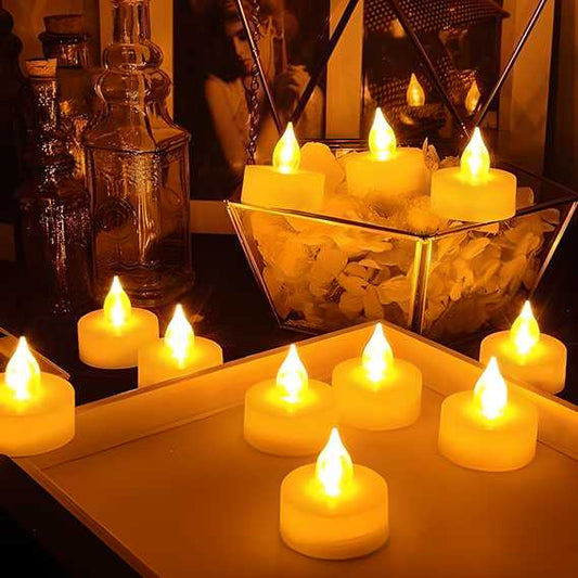 Battery Operated LED Candle Diya Decorative Lights Pack of 12 - Moby Mart