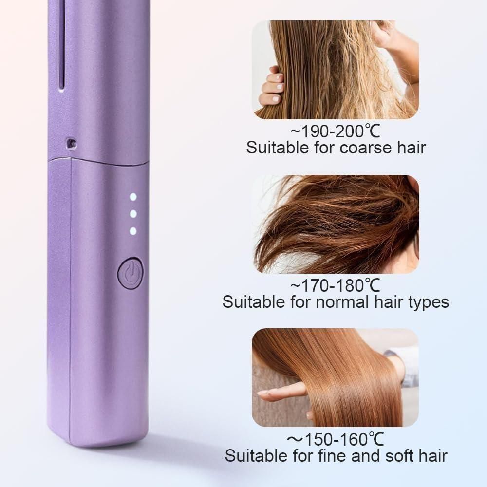 Meneflix Portable Mini Hair Straightener Cordless Rechargeable Mini Adjustable Hair Straightener Hot Comb - Moby Mart