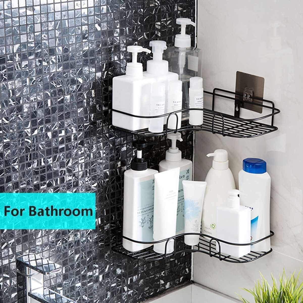 Metal Bathroom Corner Rack Storage Shelves - Moby Mart