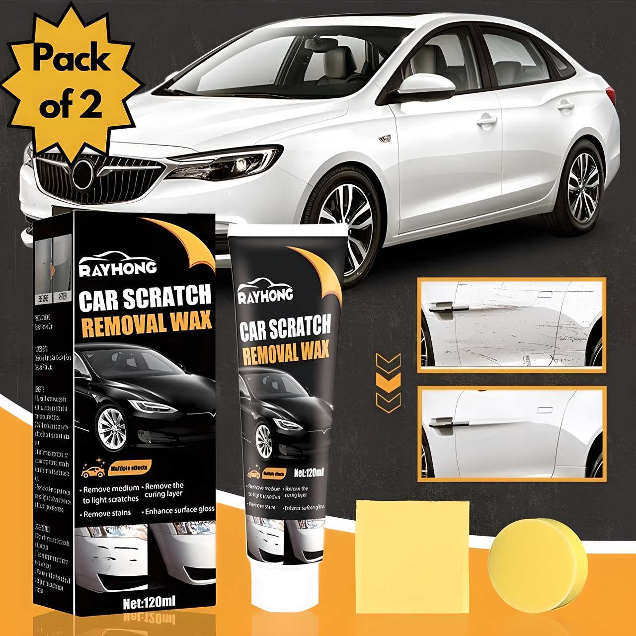 Car Scratch Removal Wax Pack of 2 - Moby Mart