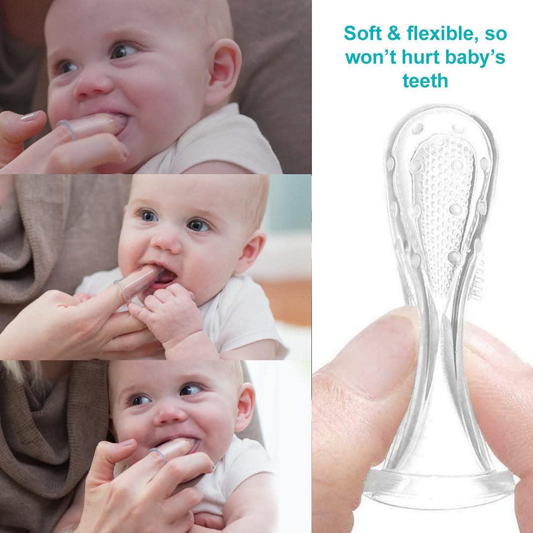 Baby Training Toothbrush Safe Silicone Finger Soft (Pack of 2) - Moby Mart