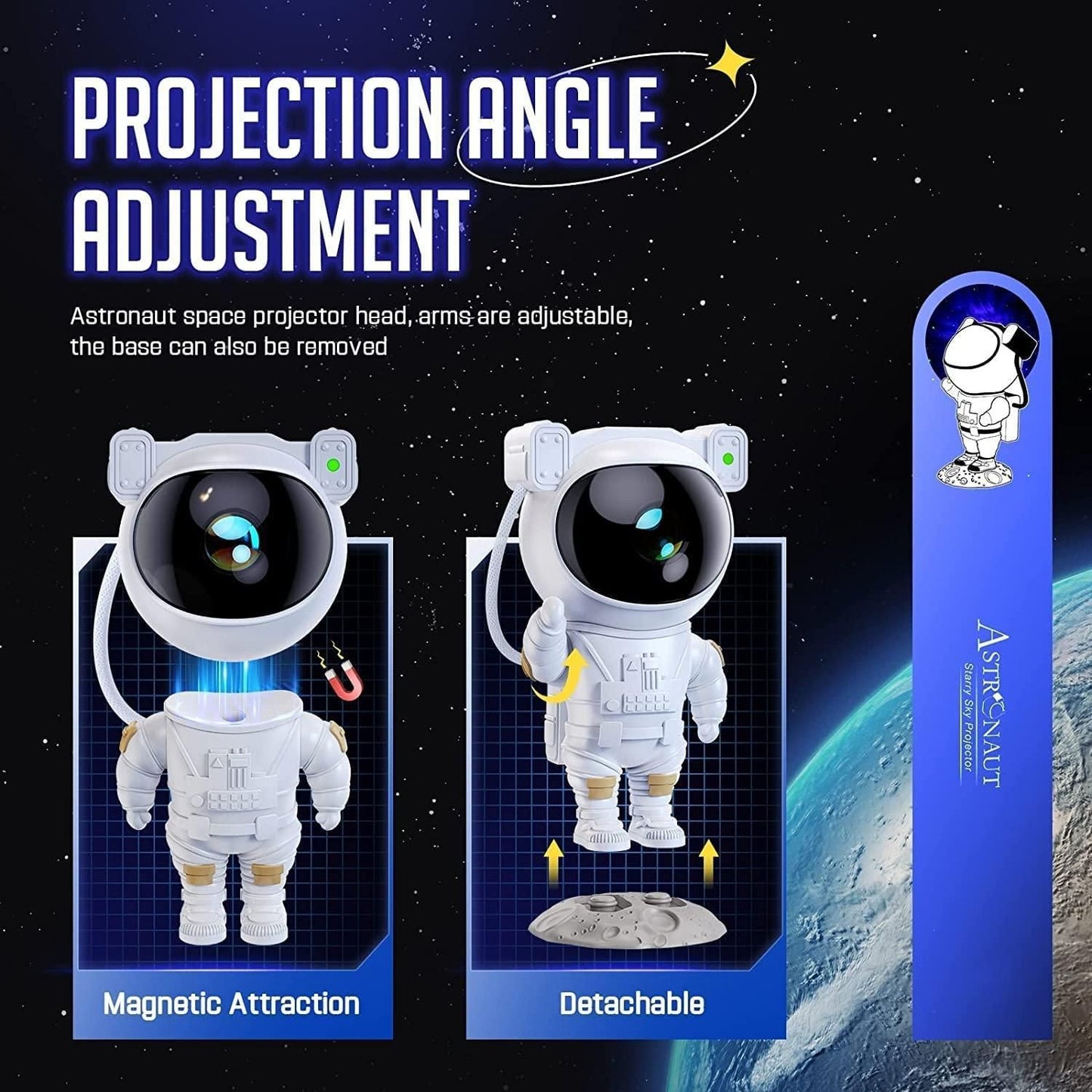 Astronaut Galaxy Projector - 360 Magnetic Head Rotation, Remote Control - Moby Mart