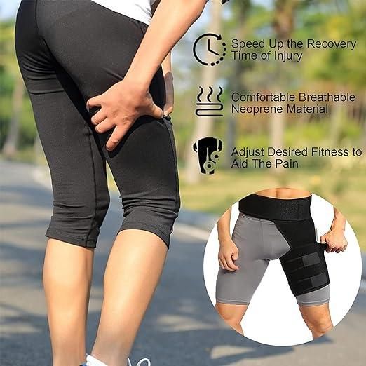 Hip Brace Compression Brace for Hamstring Injury Sprains Sciatic Nerve Fitness Running & Yoga - Moby Mart