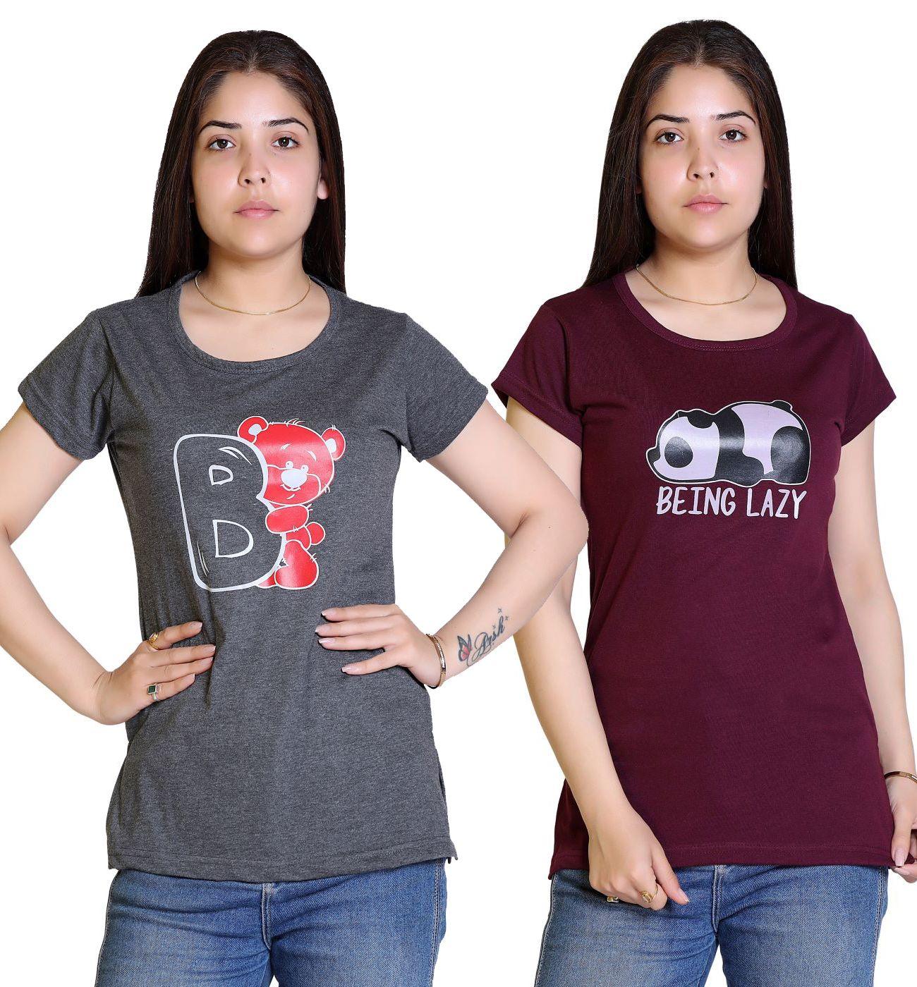 Women's Cotton Graphic Print T-Shirt Buy 1 Get 1 Free