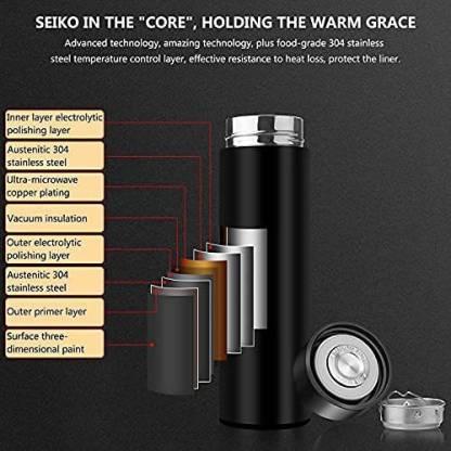 Stainless Steel Temperature Water Bottle Thermos, Double Wall Vacuum Intelligent Cup with LCD Smart Display (500 ML) - Moby Mart