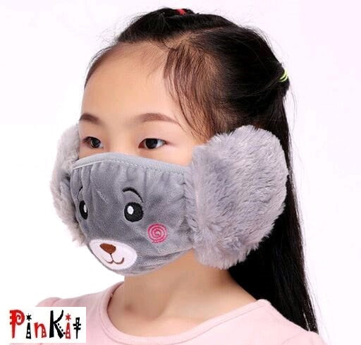 Winter Woolen Fleece & Fur Riding Earmuffs Kids Mask (Pack Of 1)