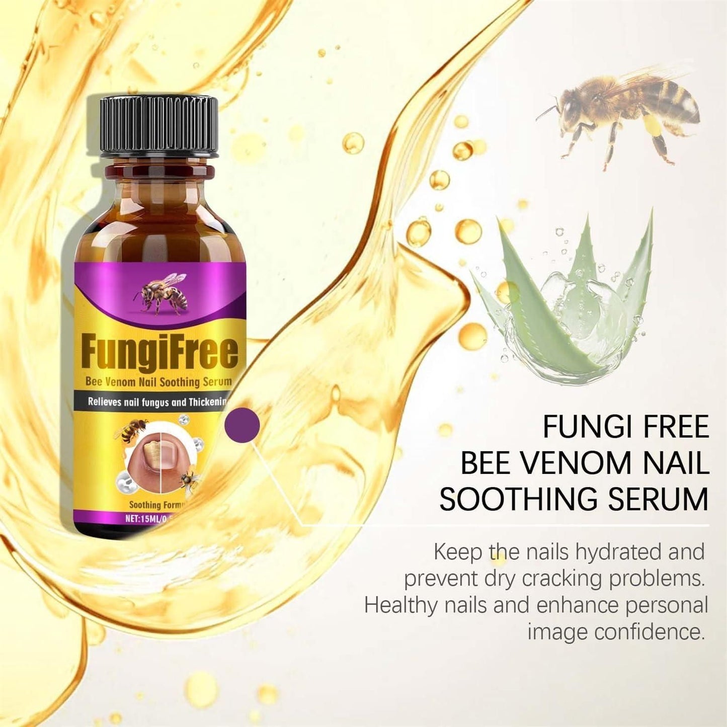 Fungi Free Bee Venom Nail Treatment Solution Serum (15ml) (Pack of 2) - Moby Mart