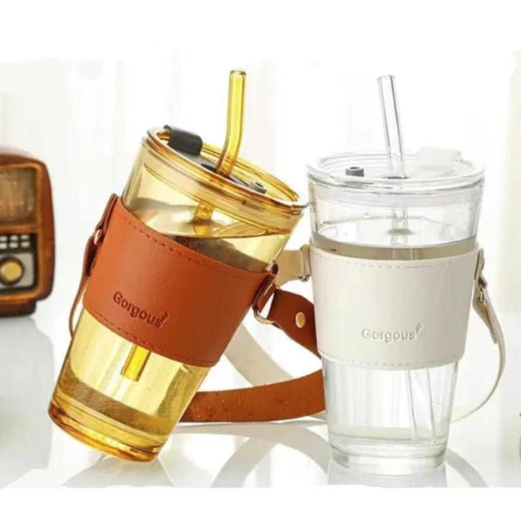 Glass Tumbler with Glass Straw and Lid - Moby Mart