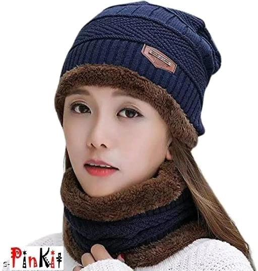 Unisex Winter Knit Beanie Cap Hat Neck Warmer Scarf