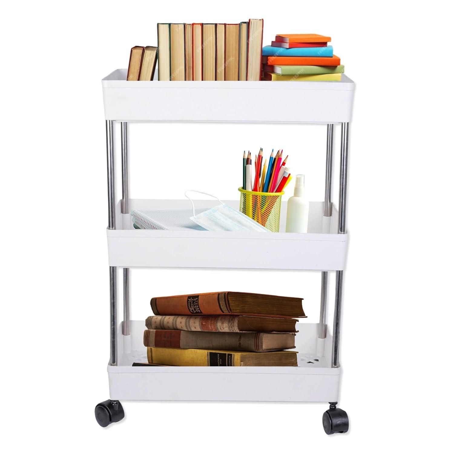 Multipurpose Storage Organizer Slim Rack Shelf With Wheels - Moby Mart