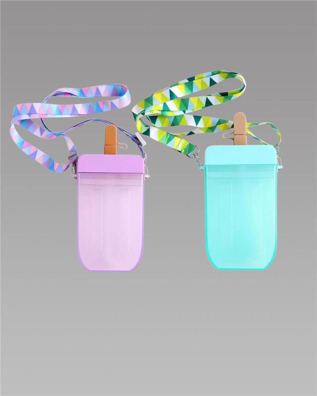 Leakproof Plastic Ice Cream Drink Water Bottle with Strap