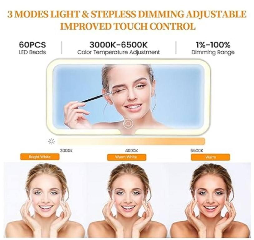 Rechargeable Car Makeup Mirror with LED Lights (Pack Of 1) - Moby Mart