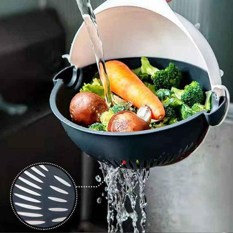 Vegetable Cutter- 7 in 1 Multifunction Magic Rotate Vegetable Cutter with Drain Basket Large Capacity - Moby Mart