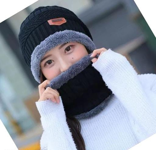 Unisex Winter Knit Beanie Cap Hat Neck Warmer Scarf