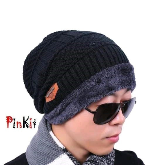 Unisex Woolen Beanie Cap with Gentle Fur (Pack of 1)