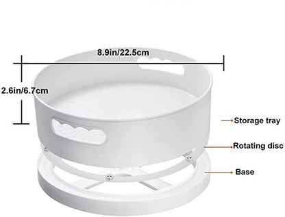 Multi-Purpose 360� Rotating Organizer Tray Use for Spice Rack, Cosmetic Organizer and Many more (Off-White Cream)