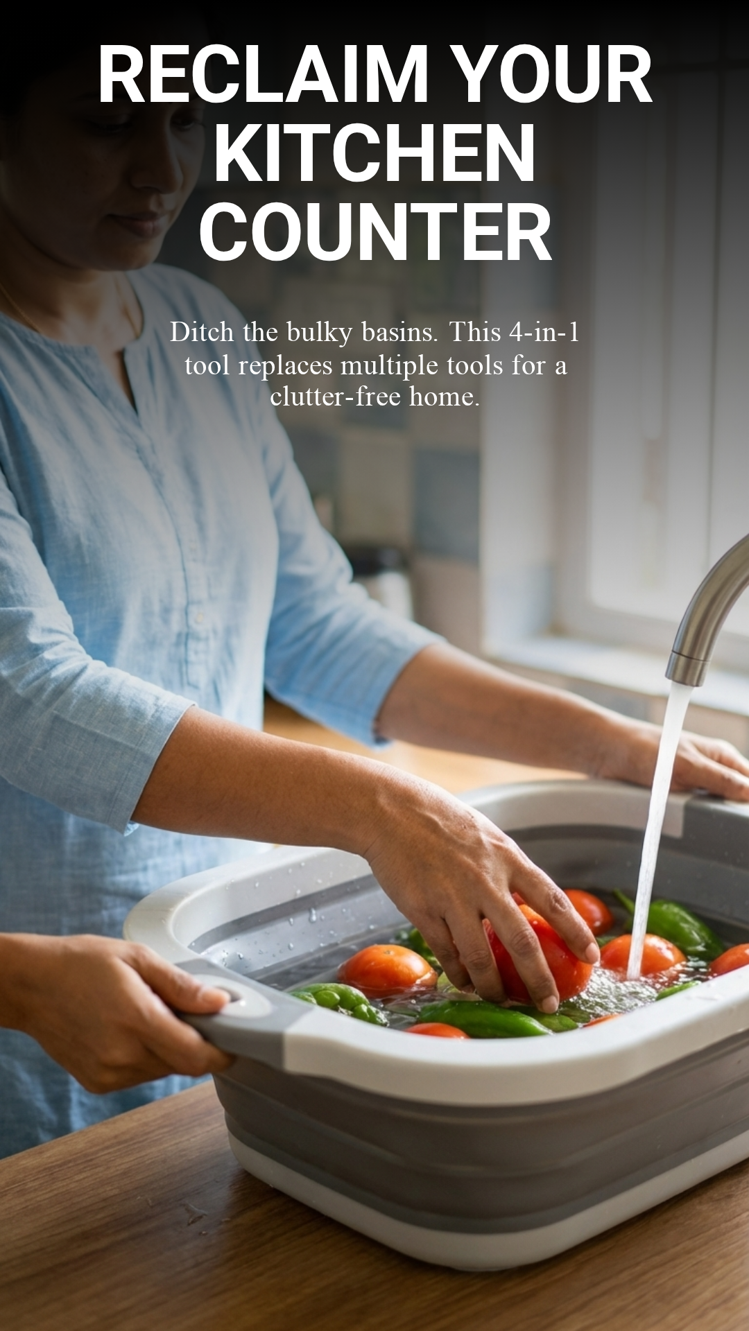 Collapsible Cutting Board With Dish Tub Basket