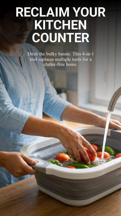 Collapsible Cutting Board With Dish Tub Basket