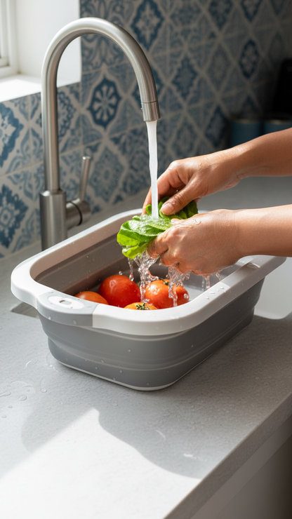 Collapsible Cutting Board With Dish Tub Basket